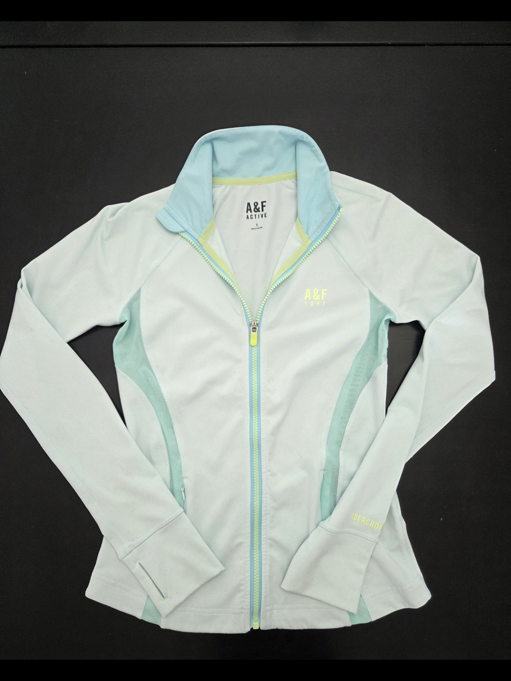 Abercrombie & Fitch Mint & Teal Women's Activwear Zip Jacket, Size Small.